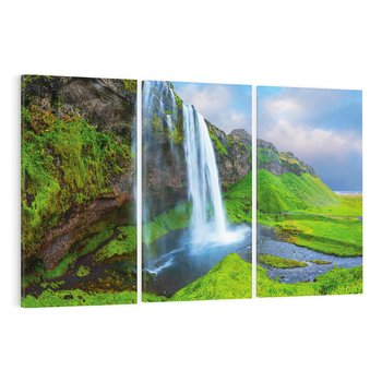 Obraz na płótnie 120x80 - majestat górskiego krajobrazu - wodospad, góry