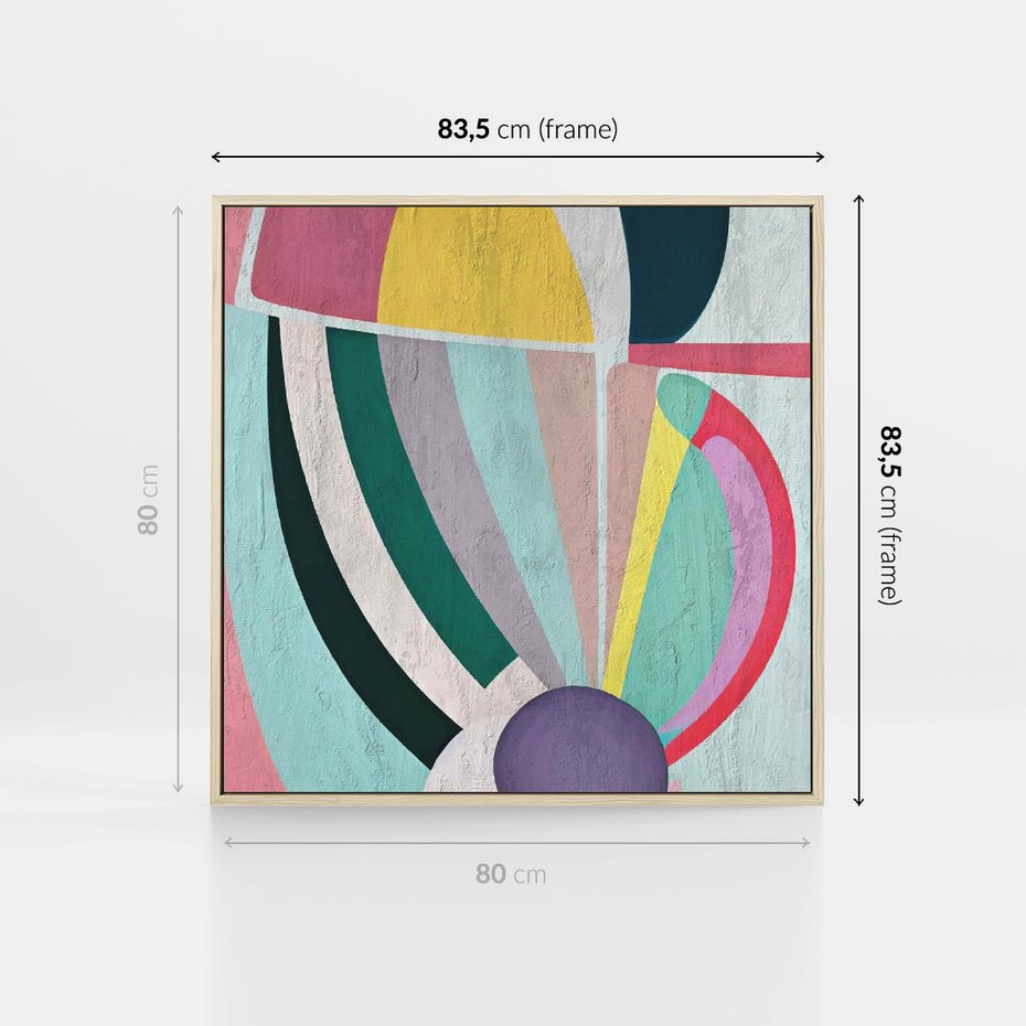 Obraz w ramie 80x80 - Podróżne Echa Przestrzeni - abstrakcyjne dziwne kształty, olejny obraz - rama drewno