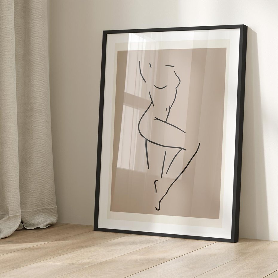 Plakat bez ramy 40x50 - Zanikająca Wyobraźnia - mnimalistyczny akt, beżowa tonacja