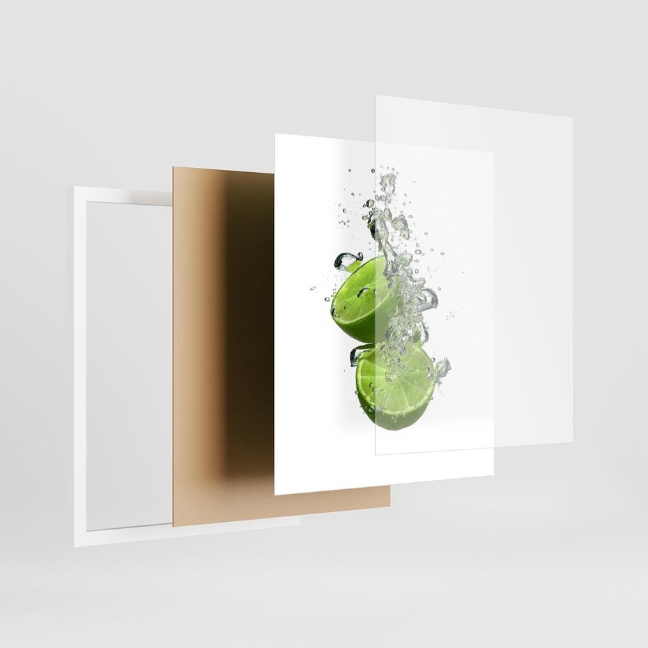 Plakat w ramie 40x50 - Kuchenne limonki na stole - limonki, kuchnia - rama biała