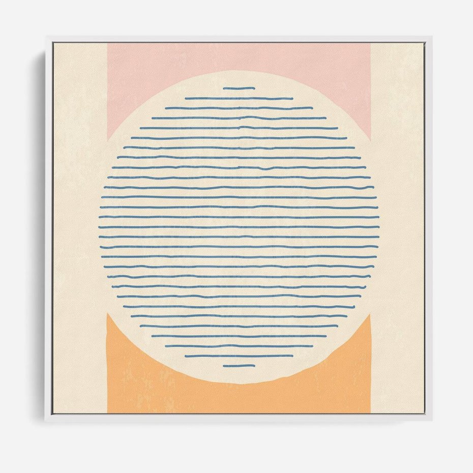 Obraz w ramie 80x80 - Rozbijająca Opowieść - geometryczne kształty, koła - rama biała