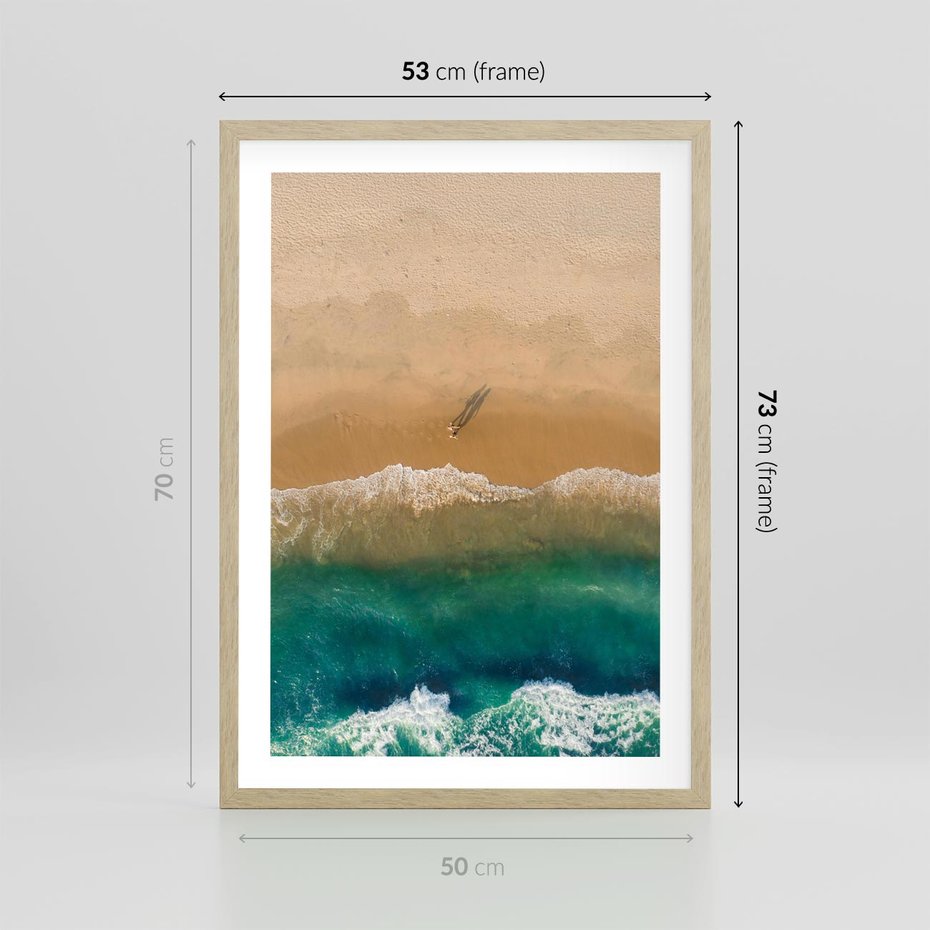 Plakat w ramie 50x70 - Nadbrzeżna Harmonia - plaża, morze - rama drewno