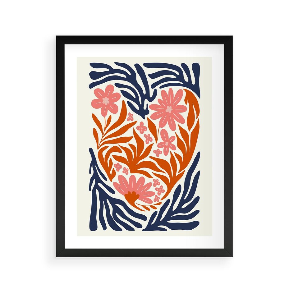 Plakat w ramie 40x50 - Kwiatami Splecione - kwiaty, nowoczesny plakat - rama czarna