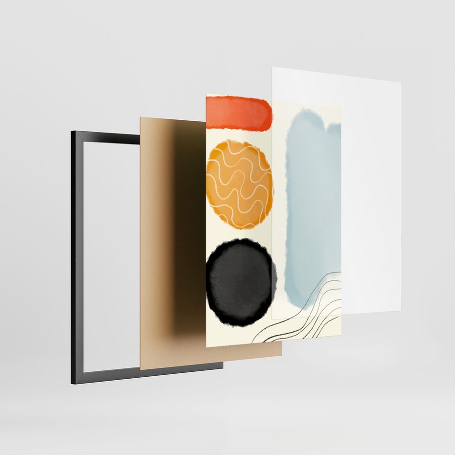 Zestaw obrazy w ramie 30x40 galeria - Abstrakcja, plamy, akwarela - rama czarna