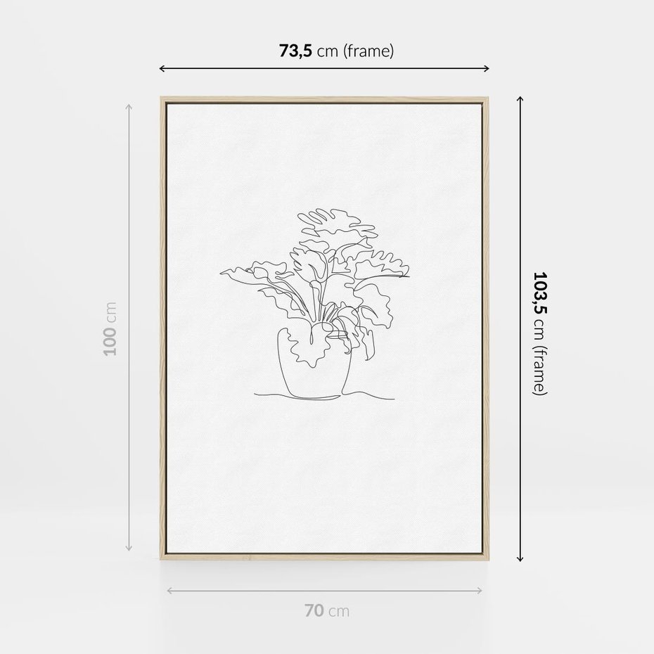 Obraz w ramie 70x100 - Rozkwitające Formy - szkic, minimalizm - rama drewno