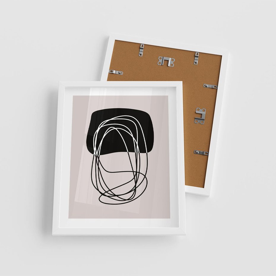 Plakat w ramie 40x50 - Strukturalne Kontrasty - abstrakcyjne szkicowane linie, minimalizm - rama biała