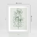 Plakat w ramie 40x50 - Spokojne Poddanie Naturze - zielony plakat, roślinne inspiracje - rama biała