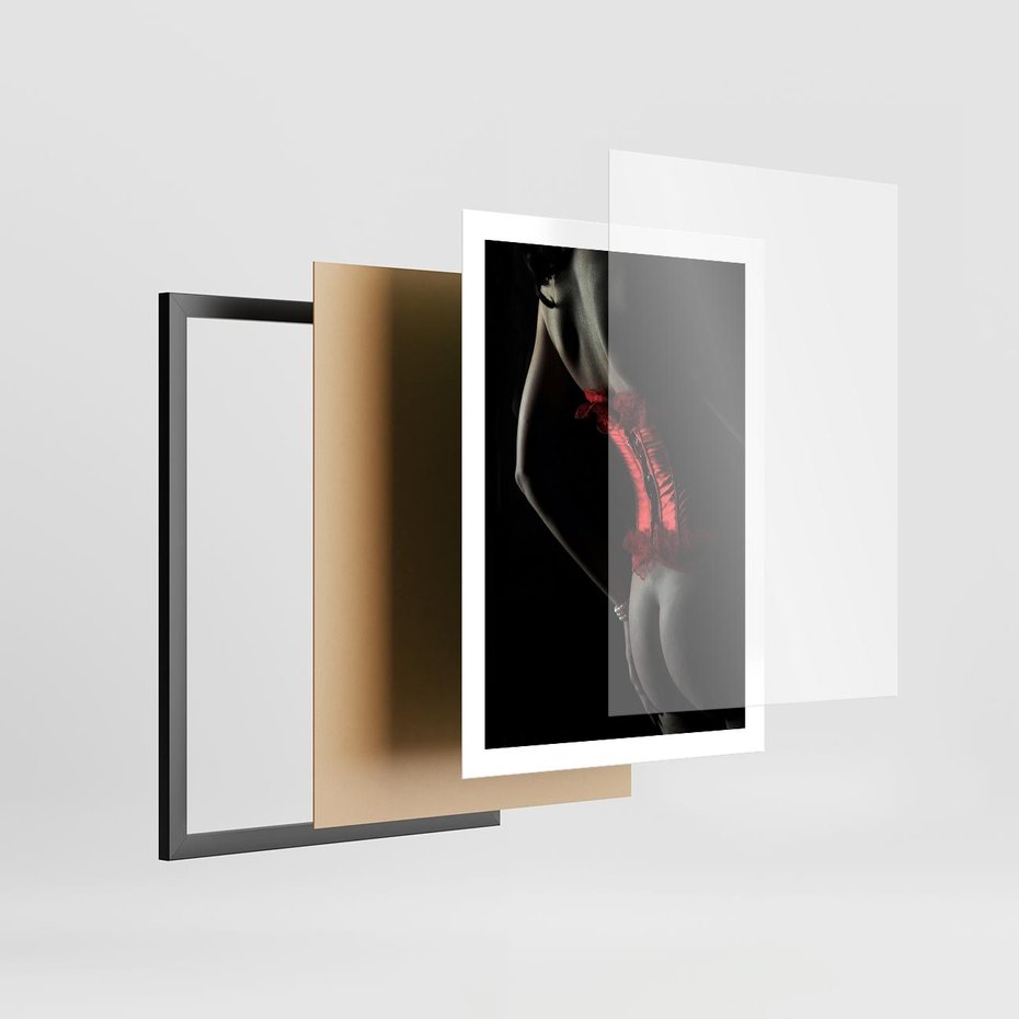 Plakat w ramie 50x70 - Piękno i Siła - akt, kobieta - rama czarna