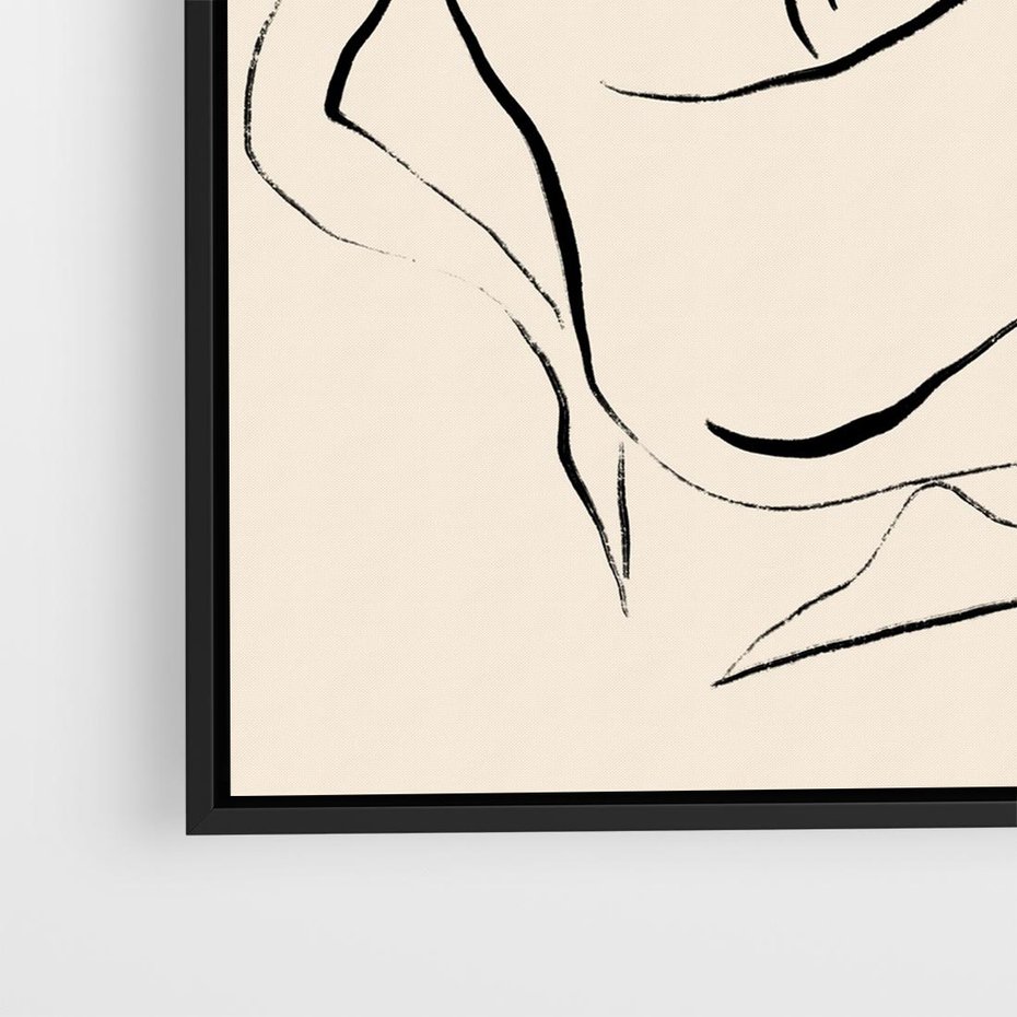 Obraz w ramie 50x50 - Piękno w Minimalizmie - abstrakcyjny rysunek, minimalistyczna kreska - rama czarna