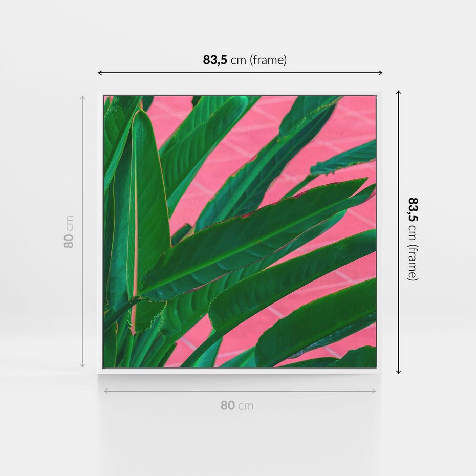 Obraz w ramie 80x80 - Odezwij się do przeszłości - liście, retro - rama biała