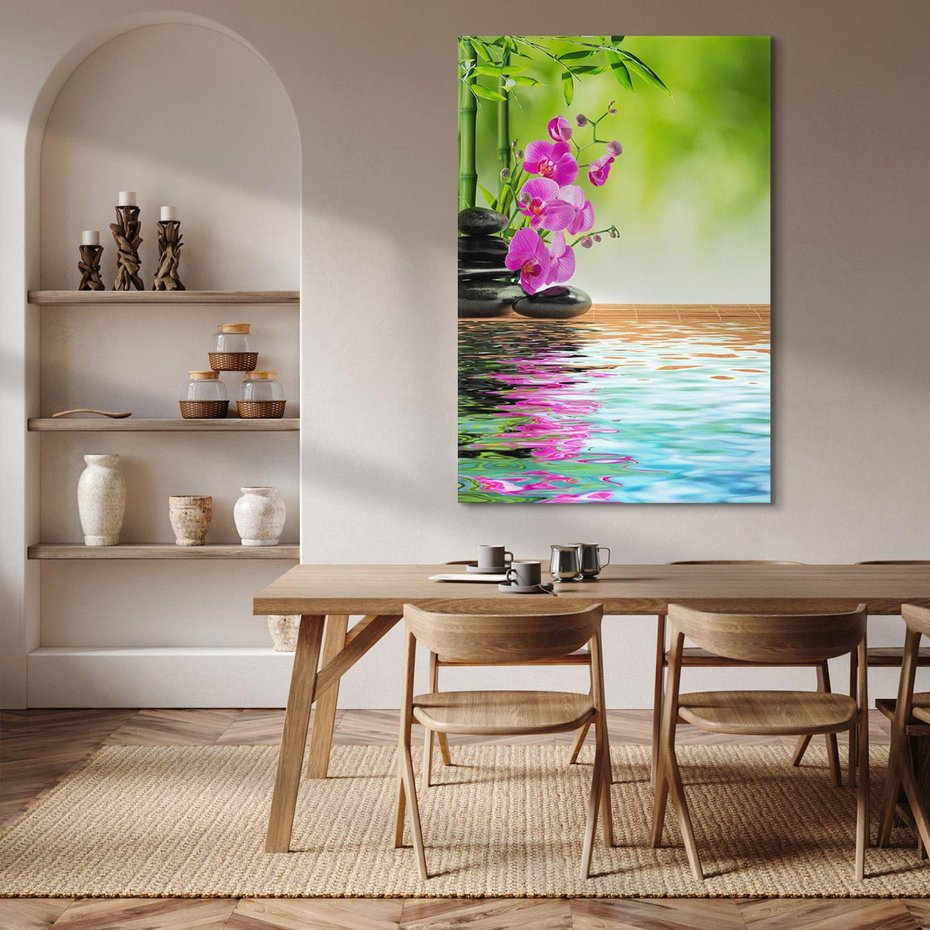 Obraz na płótnie 80x120 - Oaza Storczyka i Wody - spa, storczyk