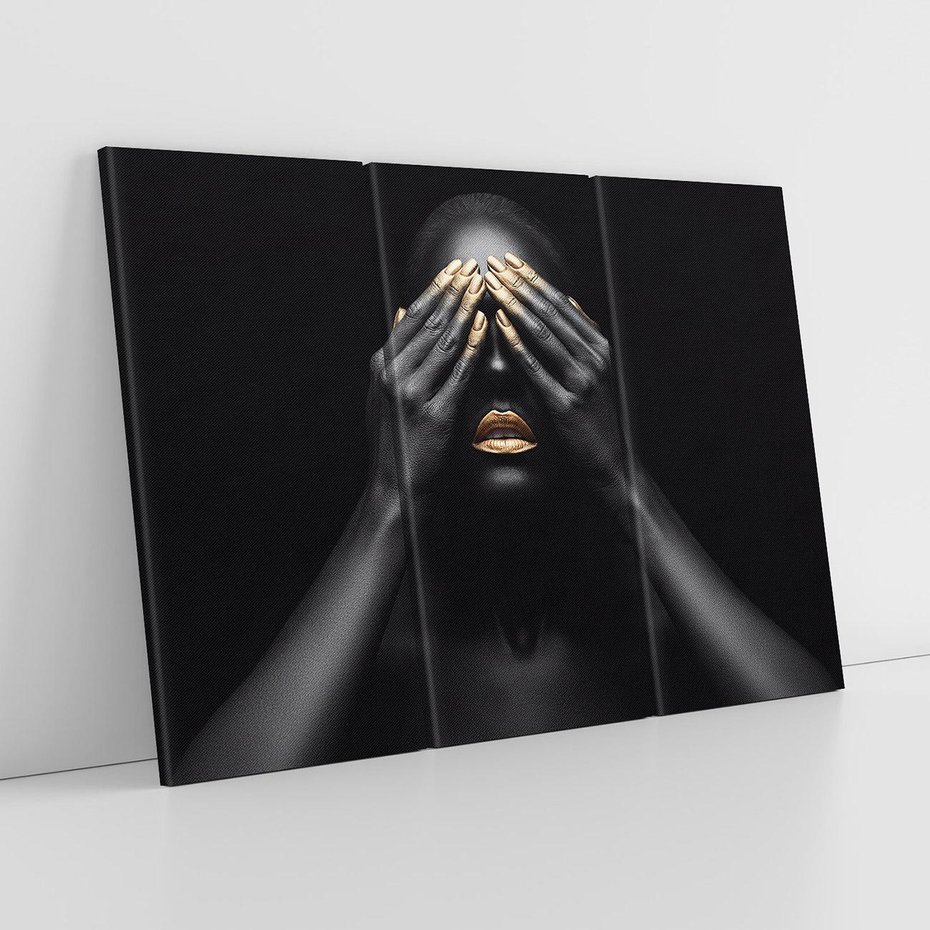 Obraz na płótnie 120x80 - Złote Usta wyjątkowa subtelność - złote usta, złote palce