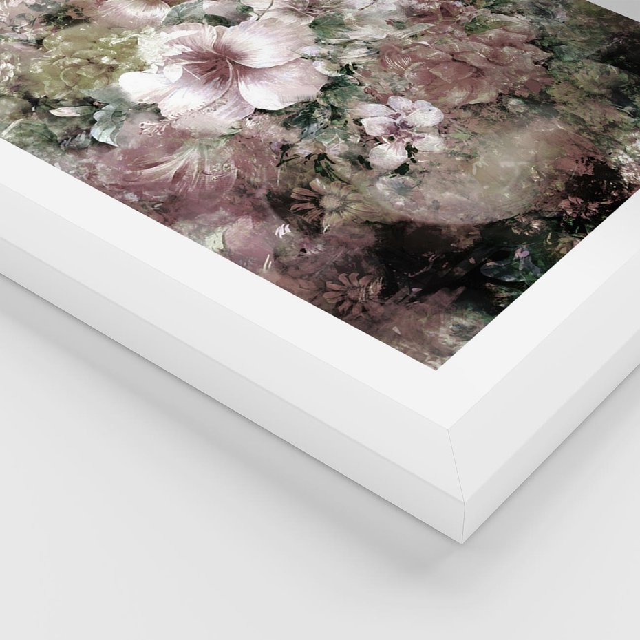 Plakat w ramie 30x40 - Piękno natury na płótnie - kwiaty, olejne - rama biała