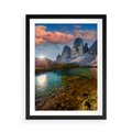 Plakat w ramie 50x70 - Jezioro wśród majestatycznych gór - jezioro, góry - rama czarna