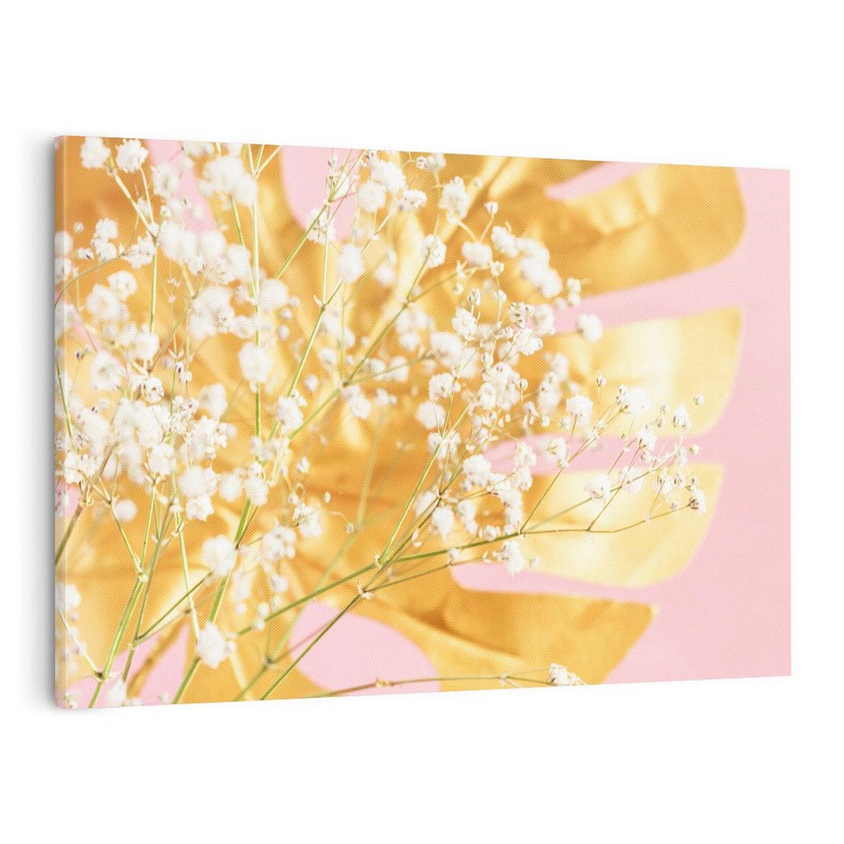 Obraz na płótnie 120x80 - : Elegancja w Złocie - złote, liście