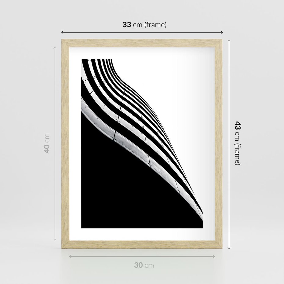 Plakat w ramie 30x40 - Architektoniczna Fala - architektura, falowany budynek - rama drewno