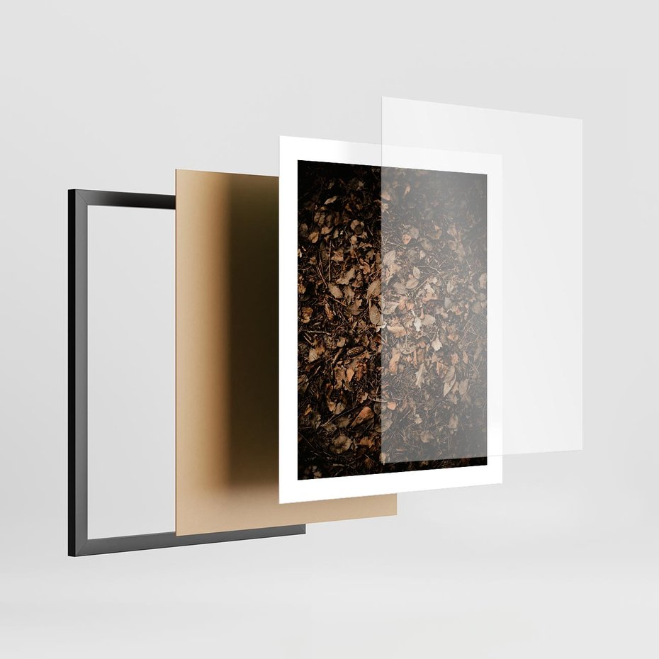 Plakat w ramie 40x50 - Brązowe Liście w Scenerii - suche liście jesień brąz - rama czarna