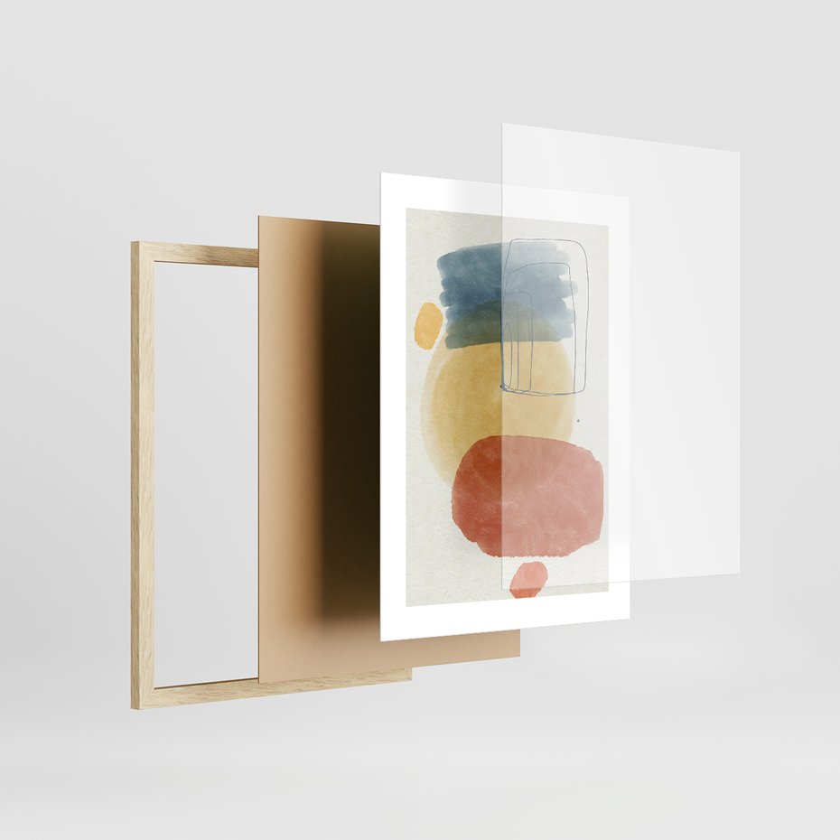 Zestaw obrazy w ramie 40x50 galeria - Geometryczne, plamy, kolorowe - rama drewno