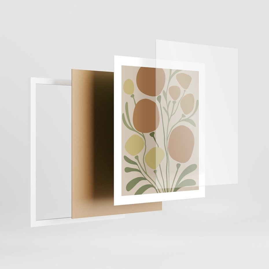 Plakat w ramie 40x50 - Uspokojenie Wśród Roślin - nowoczesny plakat, roślinność - rama biała