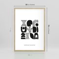 Plakat w ramie 50x70 - Taniec Dziwacznych Kresek - minimalistyczny plakat, czarno biały - rama drewno