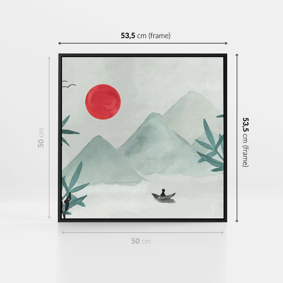 Obraz w ramie 50x50 - Zaklęte Wzgórza - krajobraz, japonia - rama czarna