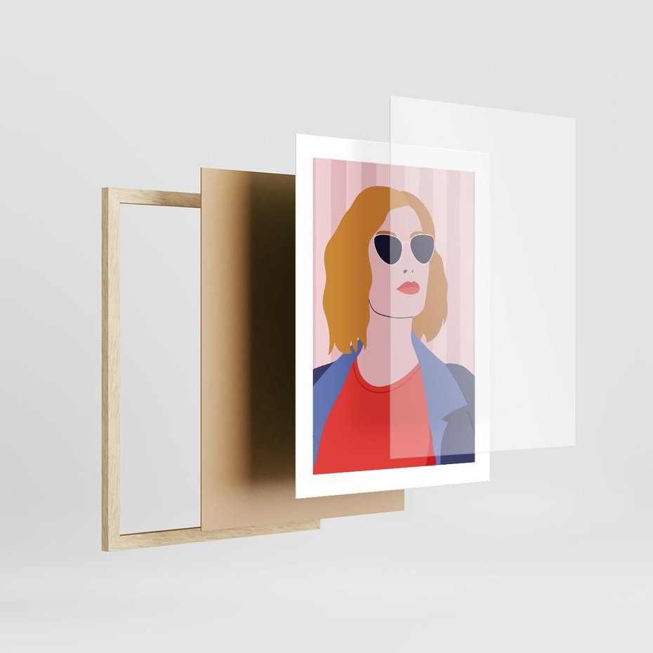 Plakat w ramie 30x40 - Kobieca Ekspresja - nowoczesny plakat, styl retro - rama drewno