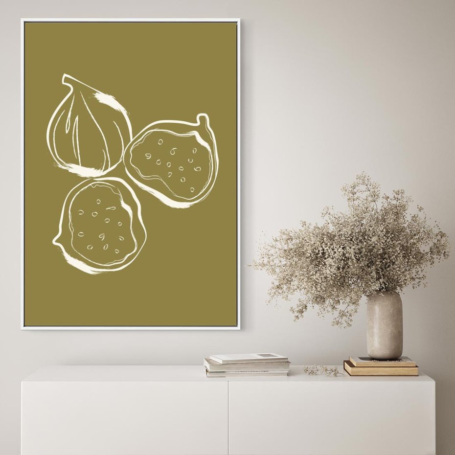 Obraz w ramie 80x120 - Podróżne Barwy - figi, minimalistyczny styl - rama biała