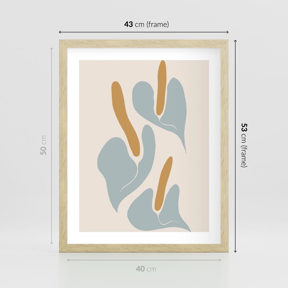 Plakat w ramie 40x50 - Kwiaty Pasteli - kwiaty, nowoczesne i minimalistyczne - rama drewno