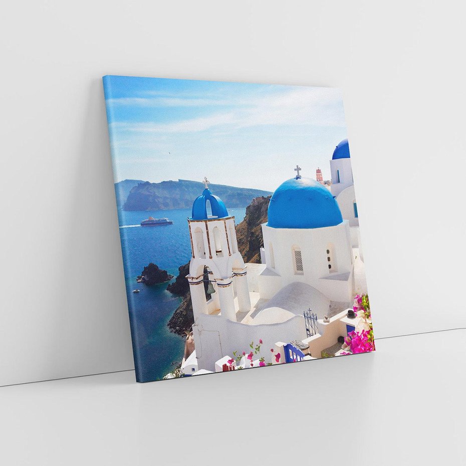 Obraz na płótnie 50x50 - Perspektywa na Santorini - Santorini, perspektywa