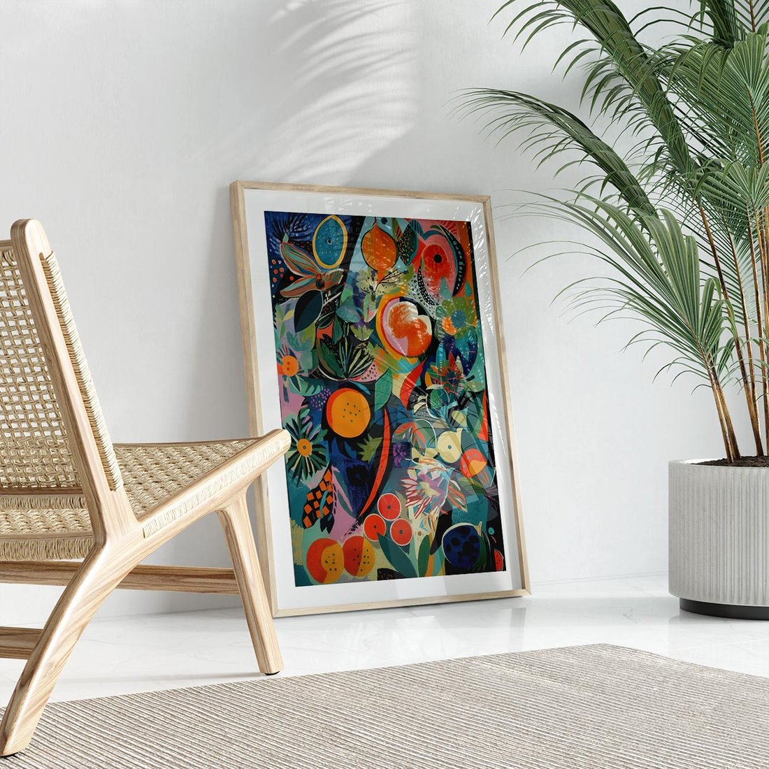 Plakat w ramie 40x50 - Echa Nietuzinkowych Wzorców - abstrakcyjny obraz olejny, jak picasso - rama drewno