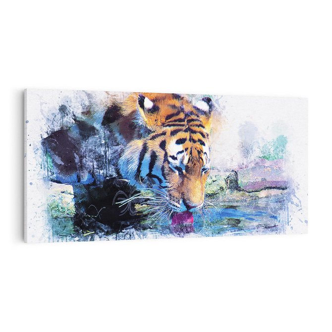 Obraz na płótnie 100x50 - Tygrys w abstrakcyjnym tańcu - tygrys, sztuka