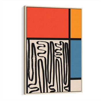 Obraz w ramie 50x70 - Podróżne Wibracje Serca - abstrakcyjny obraz, proste linie - rama drewno