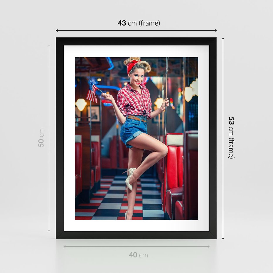 Plakat w ramie 40x50 - Czas Wstecz - retro, restauracja - rama czarna