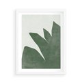 Plakat w ramie 50x70 - Oaza Harmonii - abstrakcyjny kształt, zielony plakat - rama biała