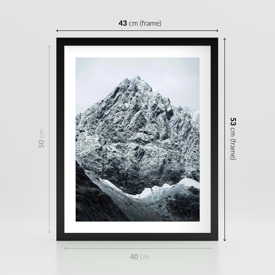 Plakat w ramie 40x50 - Surowość Gór - śnieg, zima w górach - rama czarna