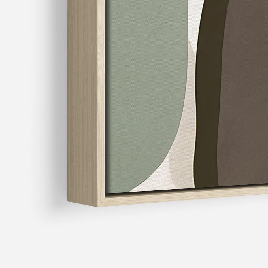 Obraz w ramie 70x50 - Fale w Zieleni - abstrakcyjne kształty, zgaszona zieleń - rama drewno