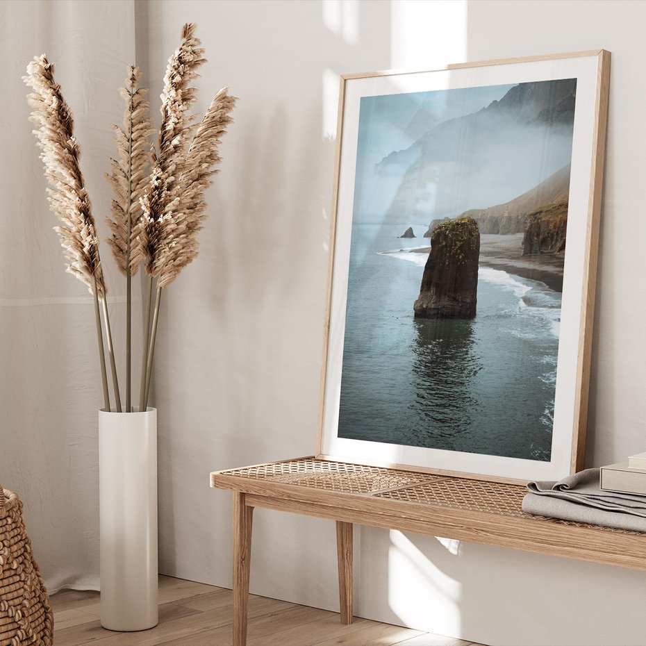 Plakat w ramie 30x40 - Mistyczna Aura - morze, mgła - rama drewno