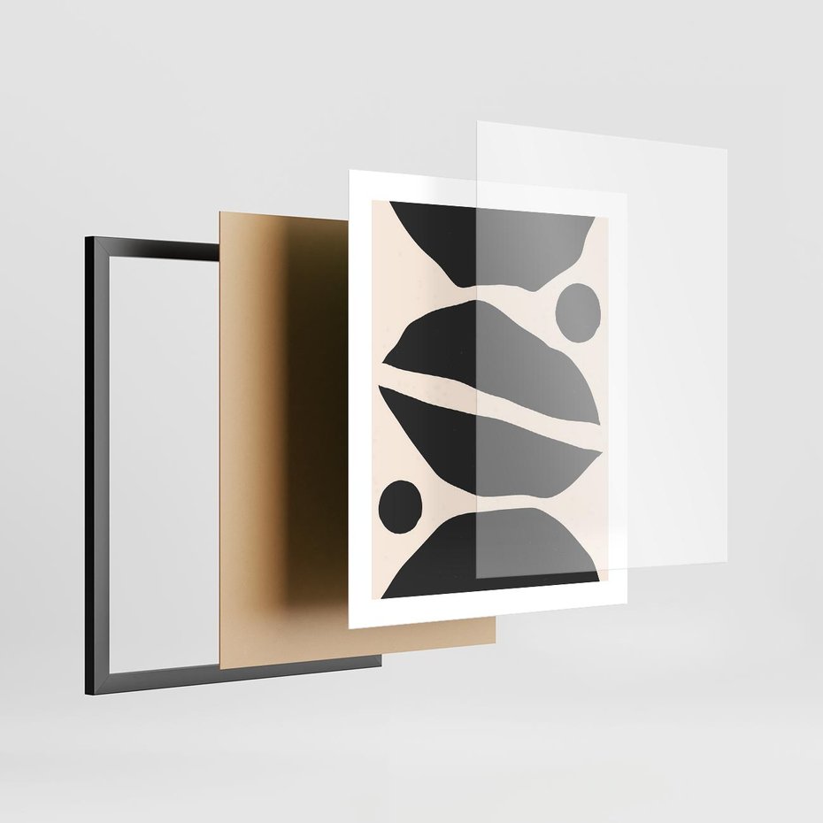 Plakat w ramie 40x50 - Surowa Abstrakcja - abstrakcyjny nowoczesny obraz, surowość - rama czarna