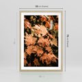 Plakat w ramie 50x70 - Ciepło Jesieni - jesienne pomarańczowe liśćie, jesień - rama drewno