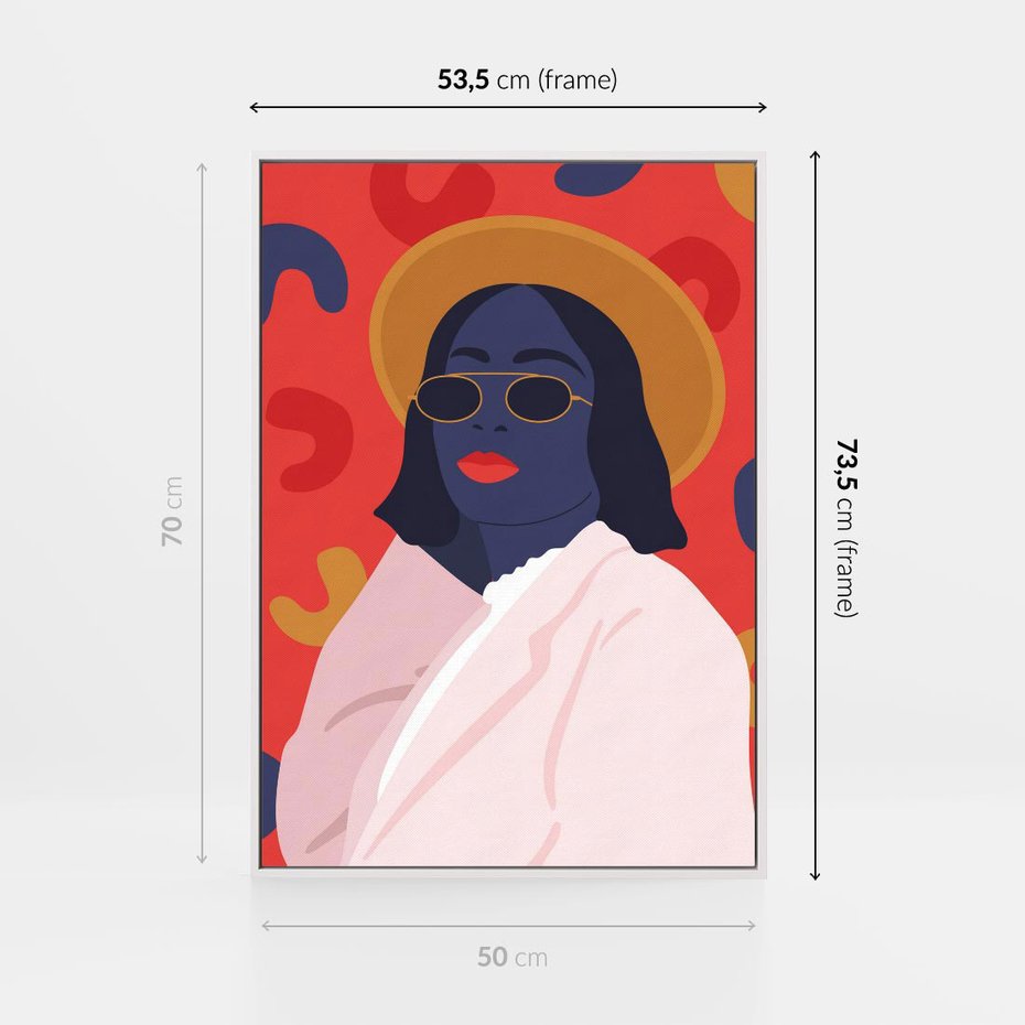 Obraz w ramie 50x70 - Kobieca Przenikliwość - nowoczesny plakat, styl retro - rama biała