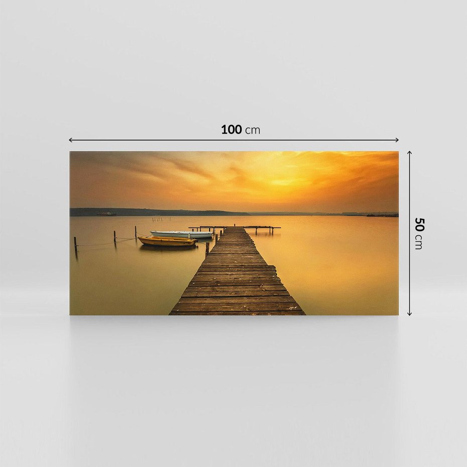 Obraz na płótnie 100x50 - Zachód słońca nad jeziorem: Piękno natury - zachód, słońca