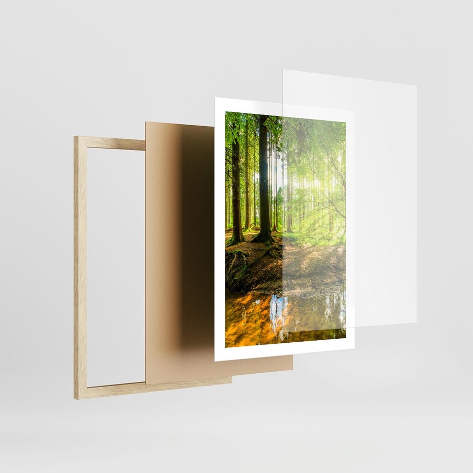 Plakat w ramie 50x70 - Las nad Wodą - las, woda - rama drewno