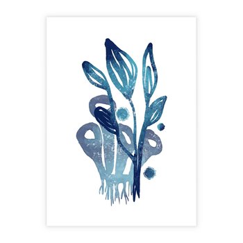 Plakat bez ramy 21x30 - Akwarelowy Błękit - pastelowy, abstrakcyjny plakat