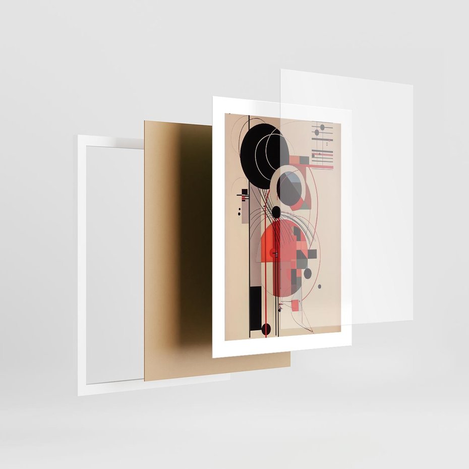 Plakat w ramie 30x40 - Rozbijające Granice Dźwięku - modernistyczny obraz, styl bauhaus - rama biała