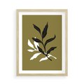 Plakat w ramie 50x70 - Wewnętrzne Odsłony - liście, gałązki - rama drewno