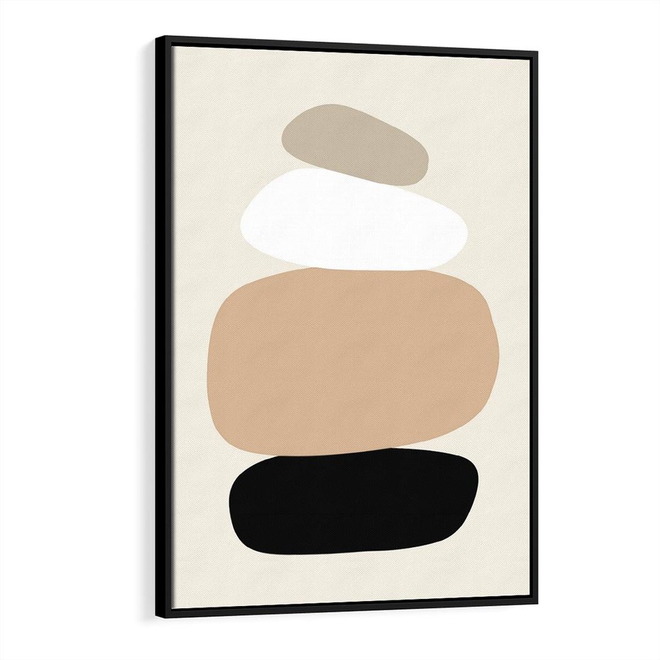 Obraz w ramie 50x70 - Zgeometryzowane Kształty - modernistyczny plakat, obłe kształty - rama czarna