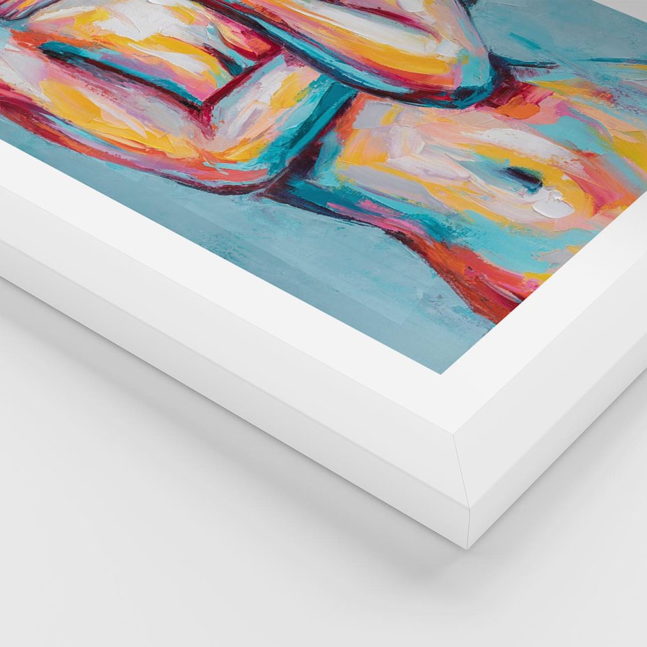 Plakat w ramie 40x50 - Nagie Natchnienie - obraz olejny, naga kobieta - rama biała