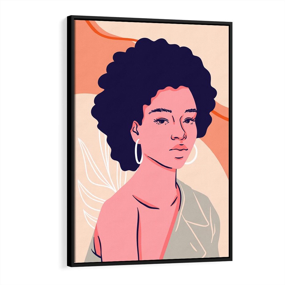 Obraz w ramie 50x70 - Kobiecy Kształt Świata - nowoczesny plakat, styl retro - rama czarna