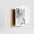 Plakat w ramie 50x70 - Spokój Zimowego Lasu w Górach - zima w lesie, w górach - rama biała