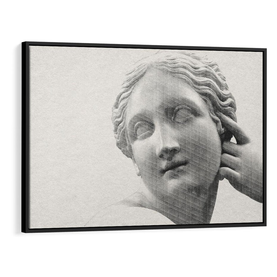 Obraz w ramie 100x70 - Szarość w Kamieniu - monochromatyczna marmurowa rzeźba, odcienie szarości - rama czarna